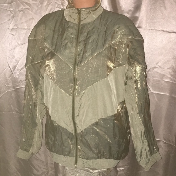 Vintage Silky JANEAVE Gold Bomber Jacket Coat Top - Picture 9 of 14